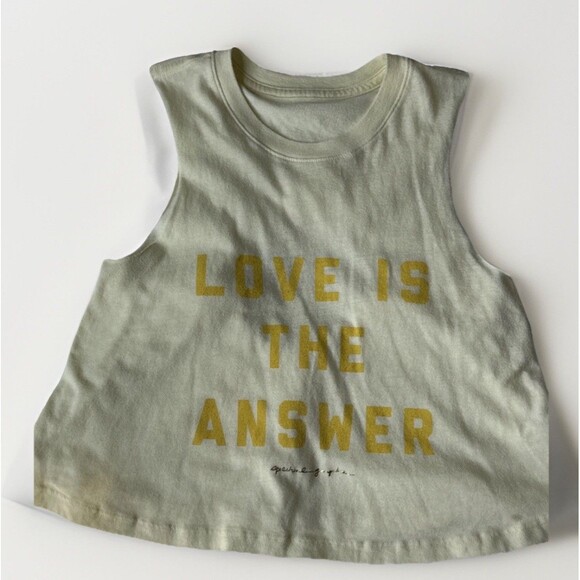 SOLD‼️‼️Spiritual Gangster Yellow Raw Sleeveless Muscle Shirt Crop Top Love XS - Picture 5 of 9